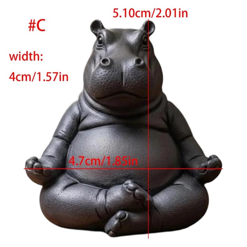 Meditations Clumsy Hippo Figurine Plastic Craft Desktop Shelf Decors Perfect Gift For Meditating Enthusiasts Collectors