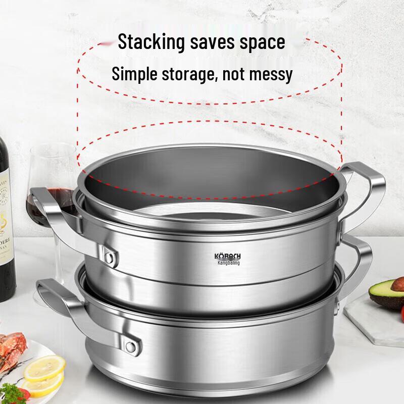 KOBACH 304 Stainless Steel Multi-Layer Steamer & Soup Pot, 28cm