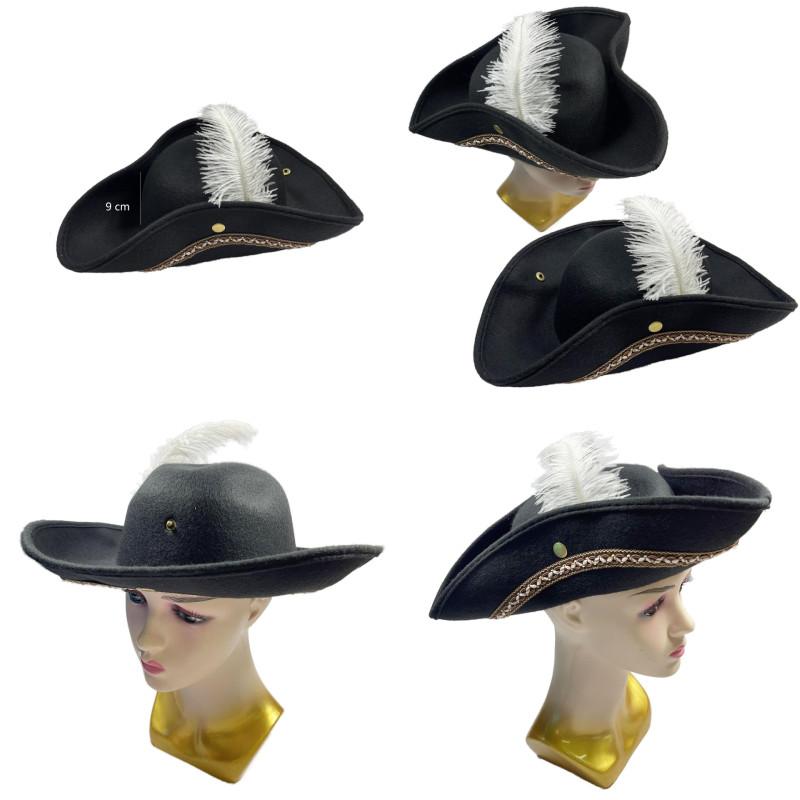 Pirate White Feather Hat Half Handcrafted Design For Halloween Cosplay Party