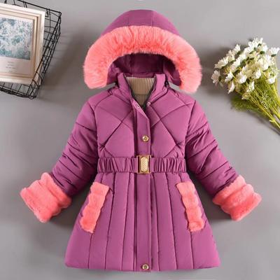 Giacca con cappuccio da ragazza in velluto e cotone spesso, vestiti per bambini, abbigliamento, cappotti alla moda medi e lunghi, giacca a vento per bambini