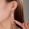 Silver Needle with Diamonds, Water Drop Glass Fringed Earrings, Light Luxury, High-end Studs, Ethnic Style, Fashionable and Versatile Earrings