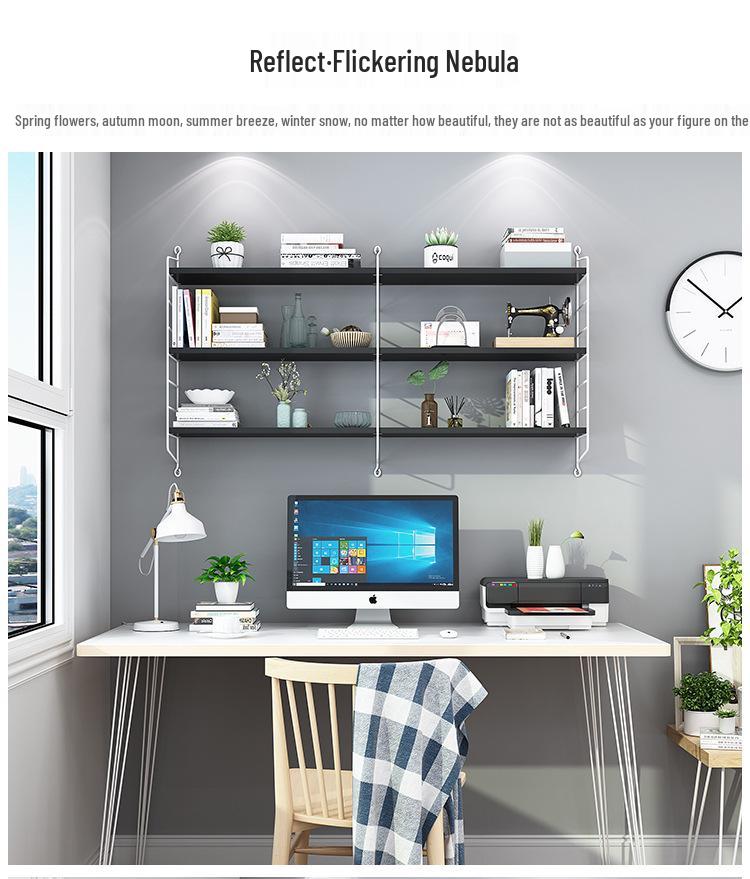 Modern Wall Bookshelf: Simple Multi-Layer Nordic Storage Rack