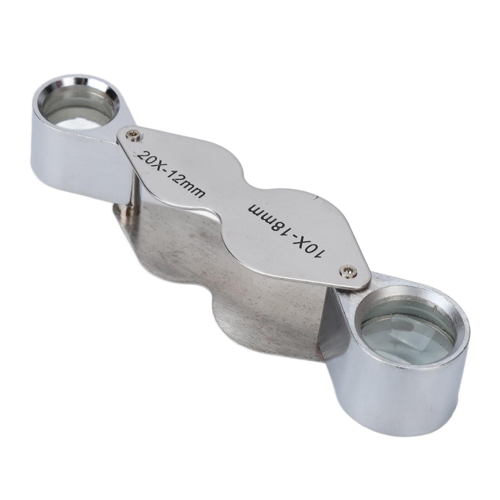 

10X 20X Jewelers Loupe Foldable Dual Lens Loupe All Optical Glass Lens Folding Magnifying Glass for Tattoo Inspection