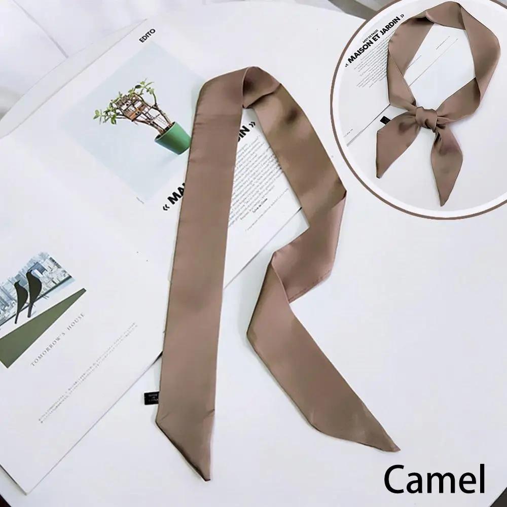 New Women Ribbon Silk Scarf Solid Beautiful Girls Hair Band Bag Handle Wraps Neckerchief  Autumn Small Neck Scarves