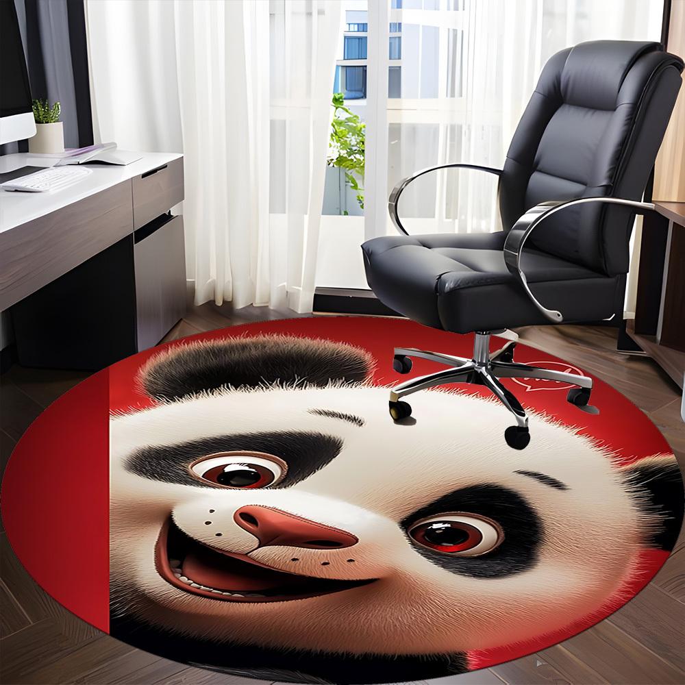 1PC Panda Smile Office Round Area Rug,  Mat Suitable ForOffice, Under Office Chairs Bedroom Living Room Home Decor, Room Deco