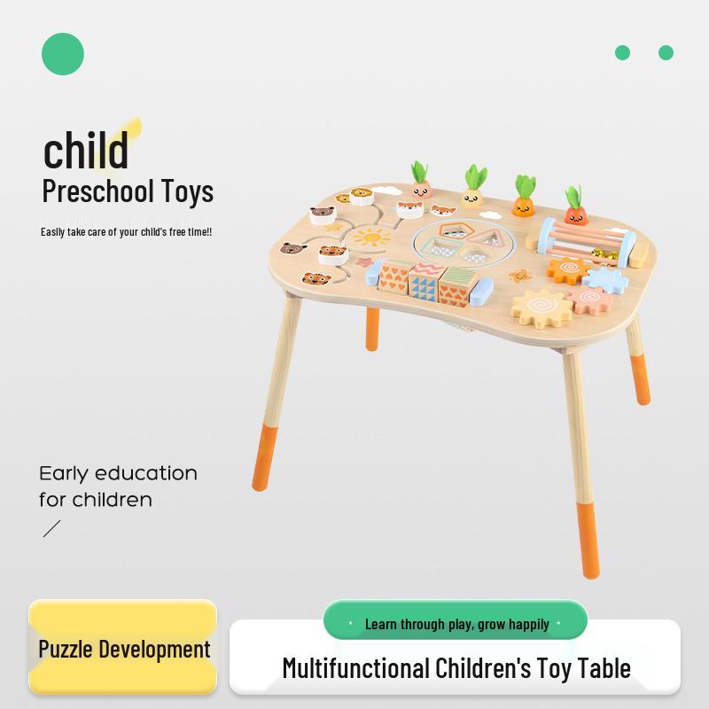 Montessori Wooden Infant Toddler Multifunction Game Table: Hand-Eye Coordination, Early Education, Intelligence Busy Board