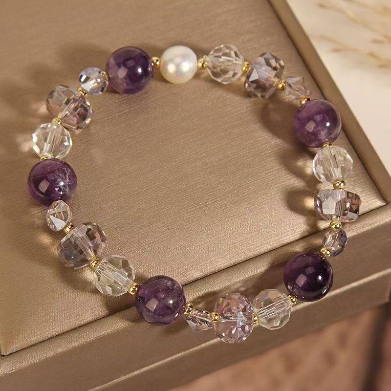 Mori Style Minimalist Purple Crystal Bracelet – Light Luxury Gift for Women & Best Friends