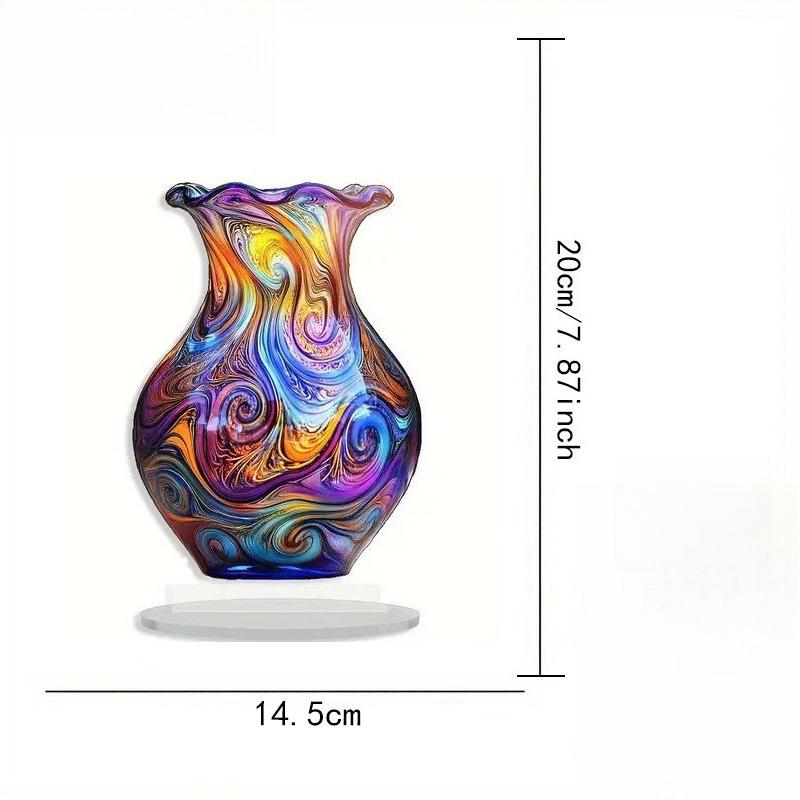 2D Flat Bohemian Style Acrylic Vase Desktop Decoration, Suitable for Wall Decoration, Porch, Room, Villa, Accents Home, Hallway, or Workplace - Rustic