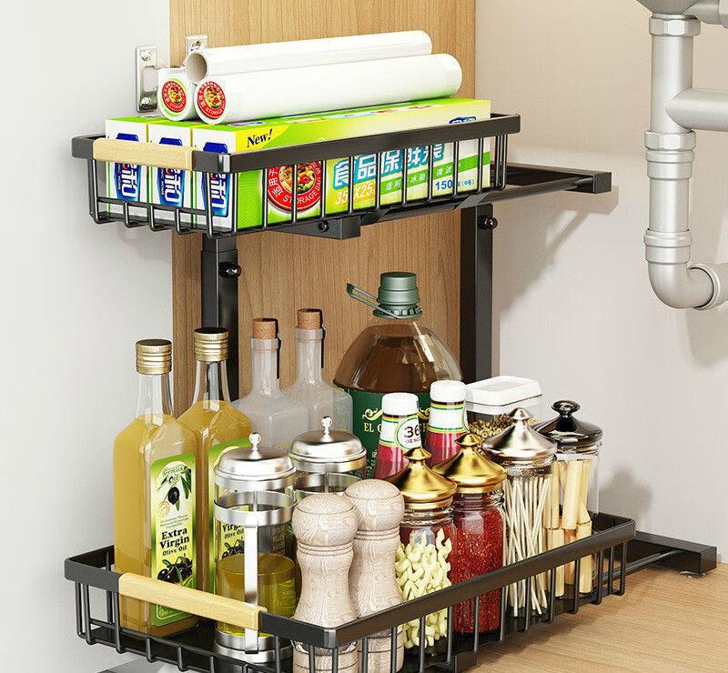 Under-Sink Pull-Out Storage Drawer Rack