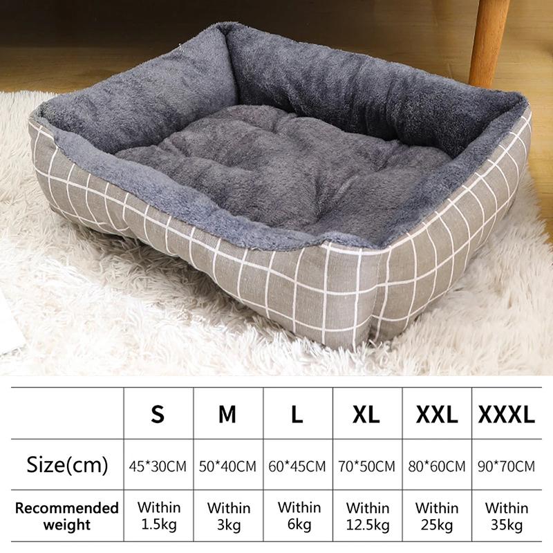 Square Full Fill Dog Bed for Large Dog Cushion Non-silp Sleeping Cat Bed Winter Warm Thickened Dog Bed Soft Doggie Sofa Cat Mat