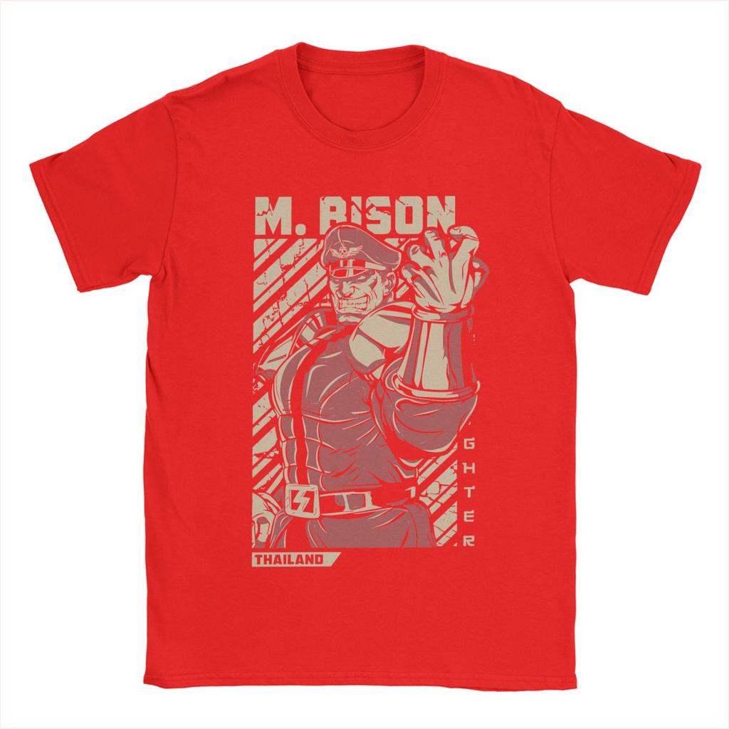 Men's M.Bison Streets Fighters T Shirts Game Pure Cotton Clothing Funny Short Sleeve Round Neck Tees Plus Size T-Shirt