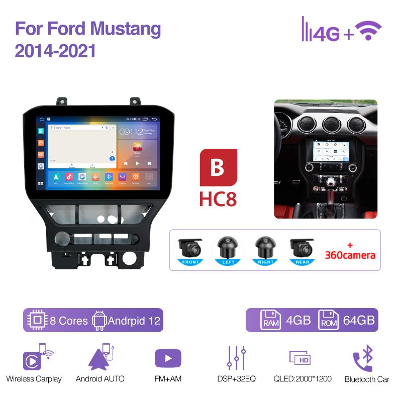 11.6Inch For Ford Mustang 2015-2025 GPS Navigation Radio Android13 8Core 8+256G CarPlay 4G 360Camera Car Multimedia Video Player