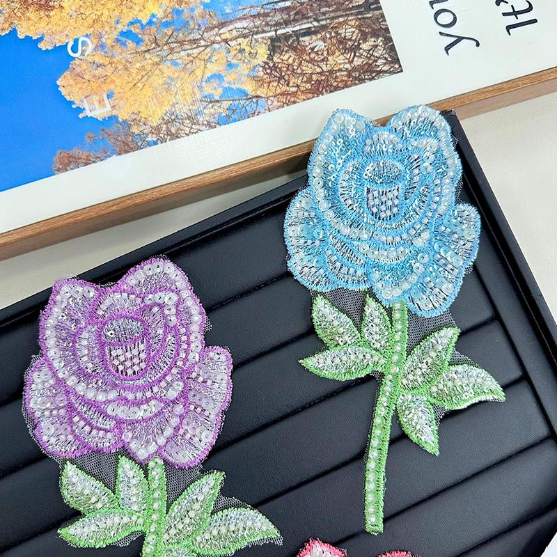 1Pc Garment Accessories Fashion Flower Applique Fabric Sticker Dress Embroidered Sewing DIY Stickers Cheongsam Patch 3D Peony