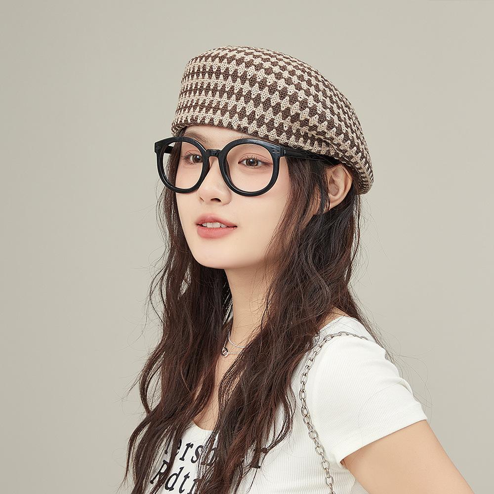 Summer Female Beret Painter's Hat Korean Pattern Trendy Knitted Breathable Tourist Beret