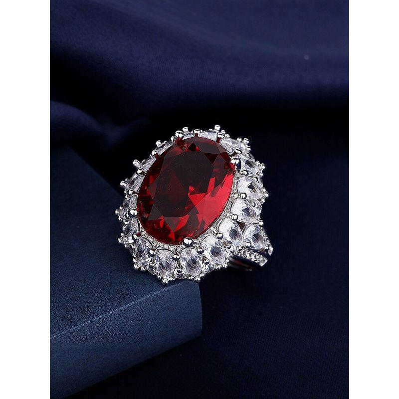 Fashion 5 Karat Artificial High Carbon Diamond Pigeons-Blood Ruby Ring Female Luxury Elegant Fancy Normcore Style Ring