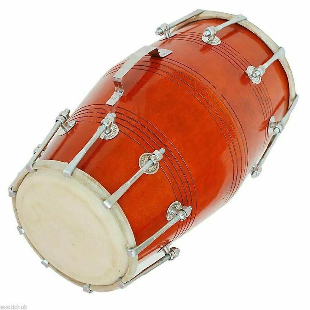 Dholak Drum Goat Skin Wood Treble Bass Carry Bag Spanner Indian Musical Instrument Handmade