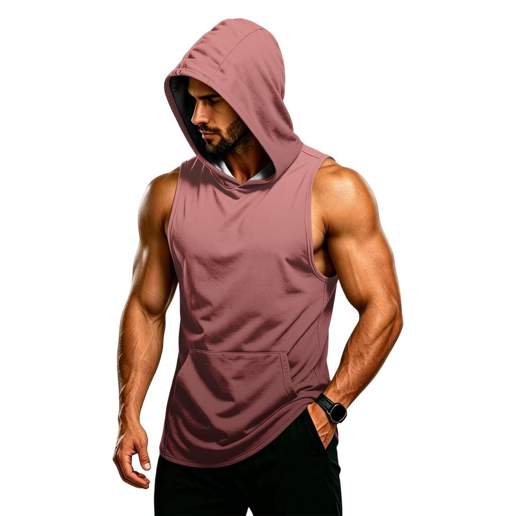 Men's Sleeveless Hoodie Muscle Fit Gym Tank Top Breathable Quick Dry Workout Vest for Training and Fitness