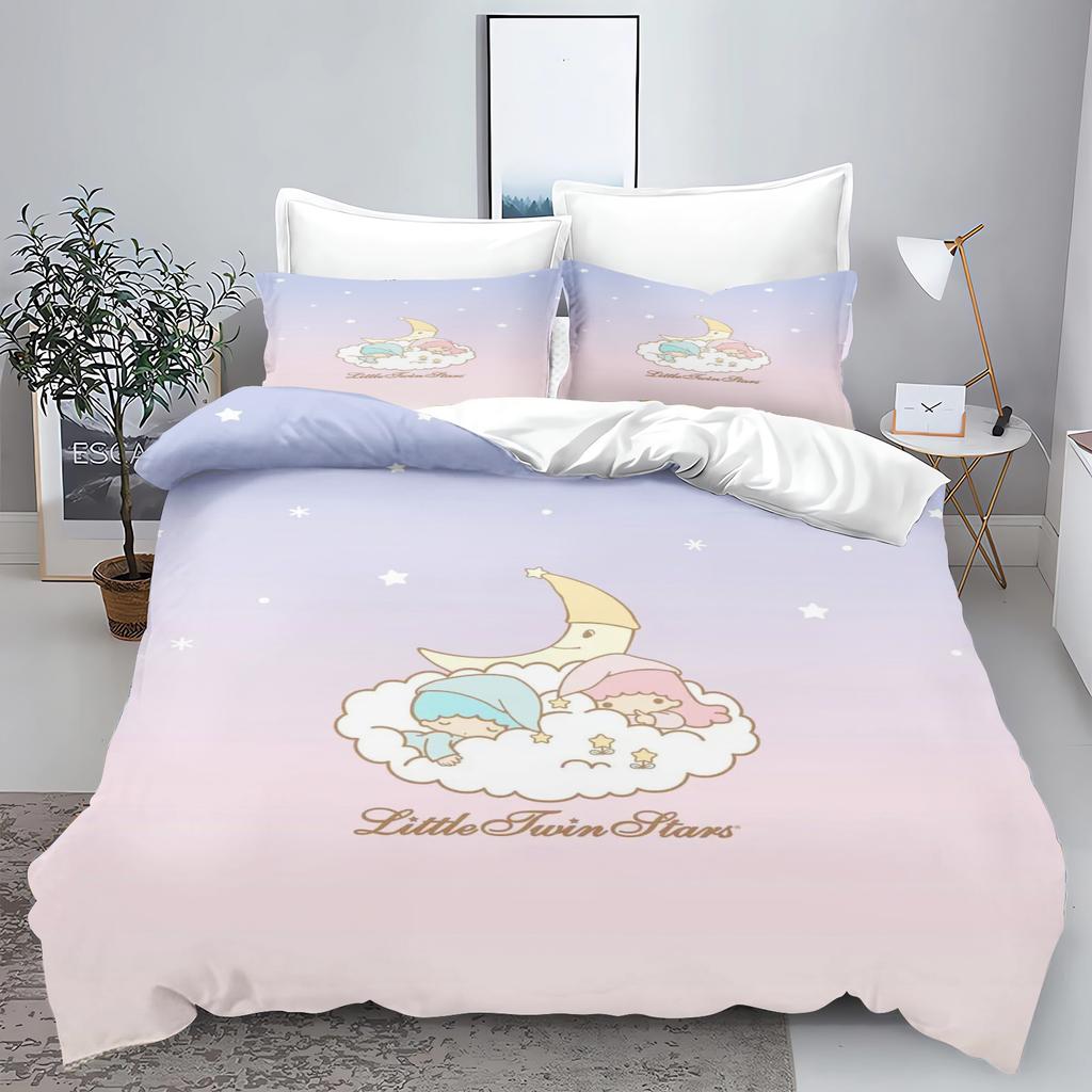 Little Twin Stars Sanrio Bedding Sets Cute Comforter Cover Bed Cover Duvet Cover Pillow Case 2-3 Pieces Sets Kids Adult Size