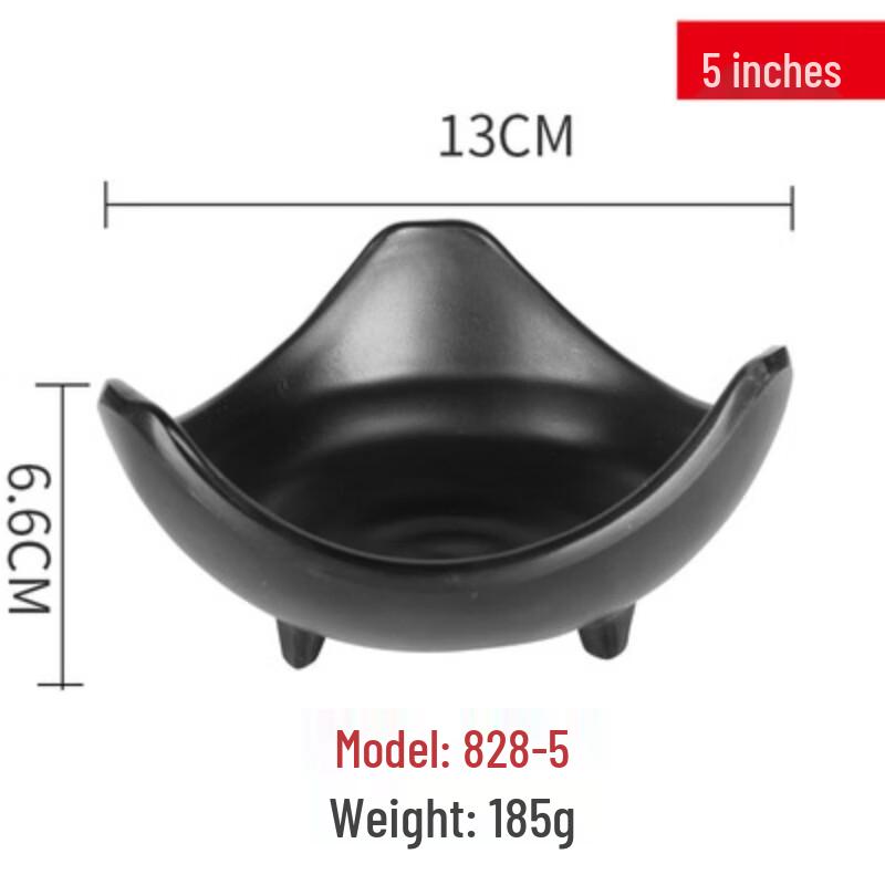 Jijun A5 Black Frosted Melamine Japanese Rice & Sauce Bowl