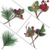 7 Stück Künstliche Weihnachtskiefernadeln Simulation Tannenzapfen mit Stechpalmenzweigen Weihnachten Geschenke Haus Party Dekoration Blumenhandwerk