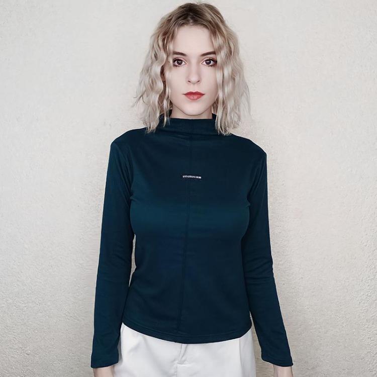 Dames Fluweel Hoge Kraag Dubbelzijdig Trui Top Bodem Shirt