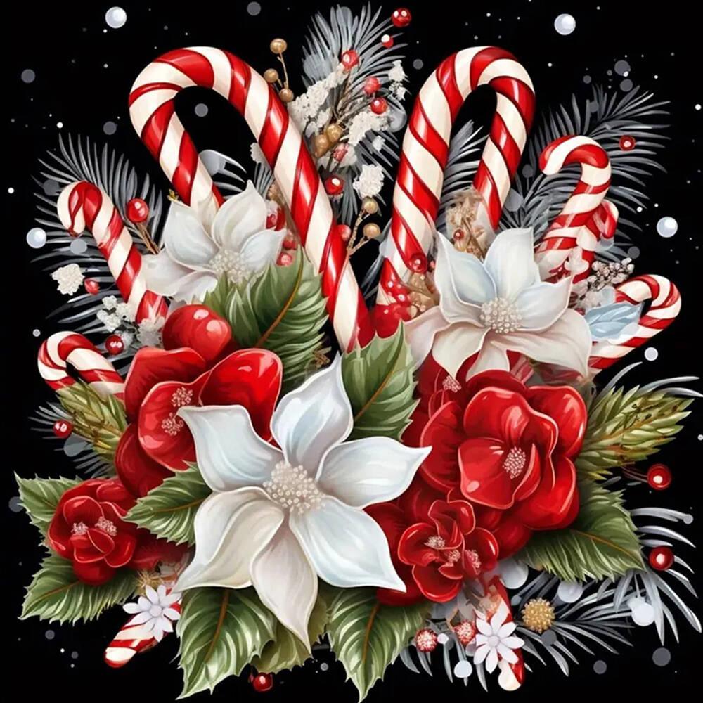 DIY 5D Diamond Painting Christmas Wreath Mosaic Candle Full Drill Embroidery Flower Crafts Art Supplies Unique Gift