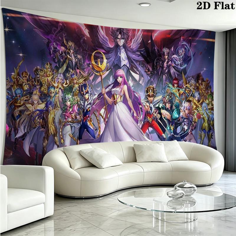 Anime Saint Seiya Wall Tapestry Aesthetic Wall Hanging Printed Fabric Blanket Decorative Tapestries for Bedroom Living Room Home Decor
