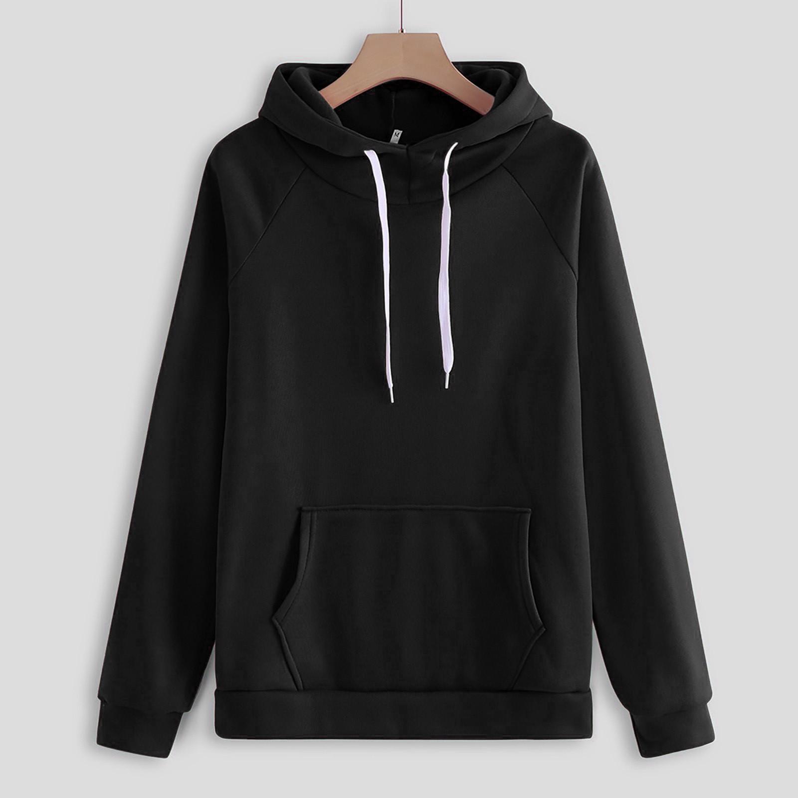 

Women s Tops Sweatshirt Print Round Neck Hooded Casual M чорний