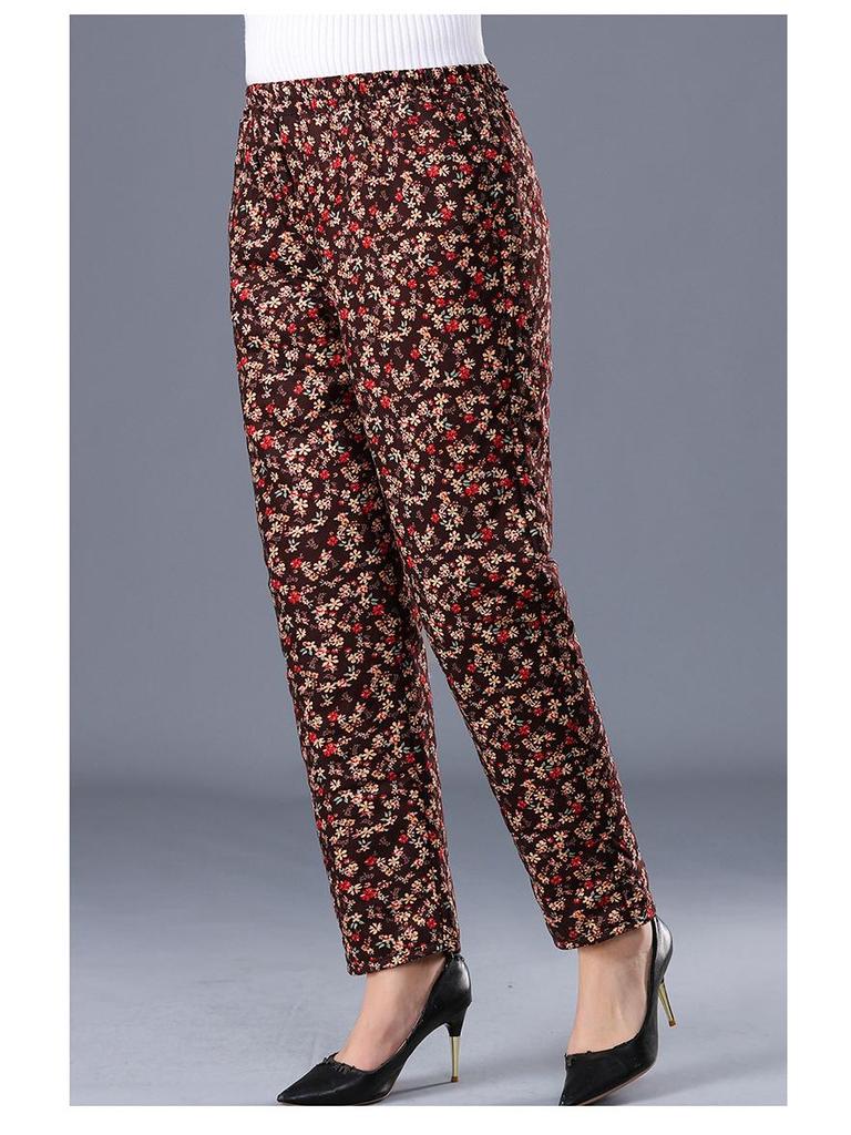 Women’s Plus Size High-Waist Fleece-Lined Cotton Pants for Winter