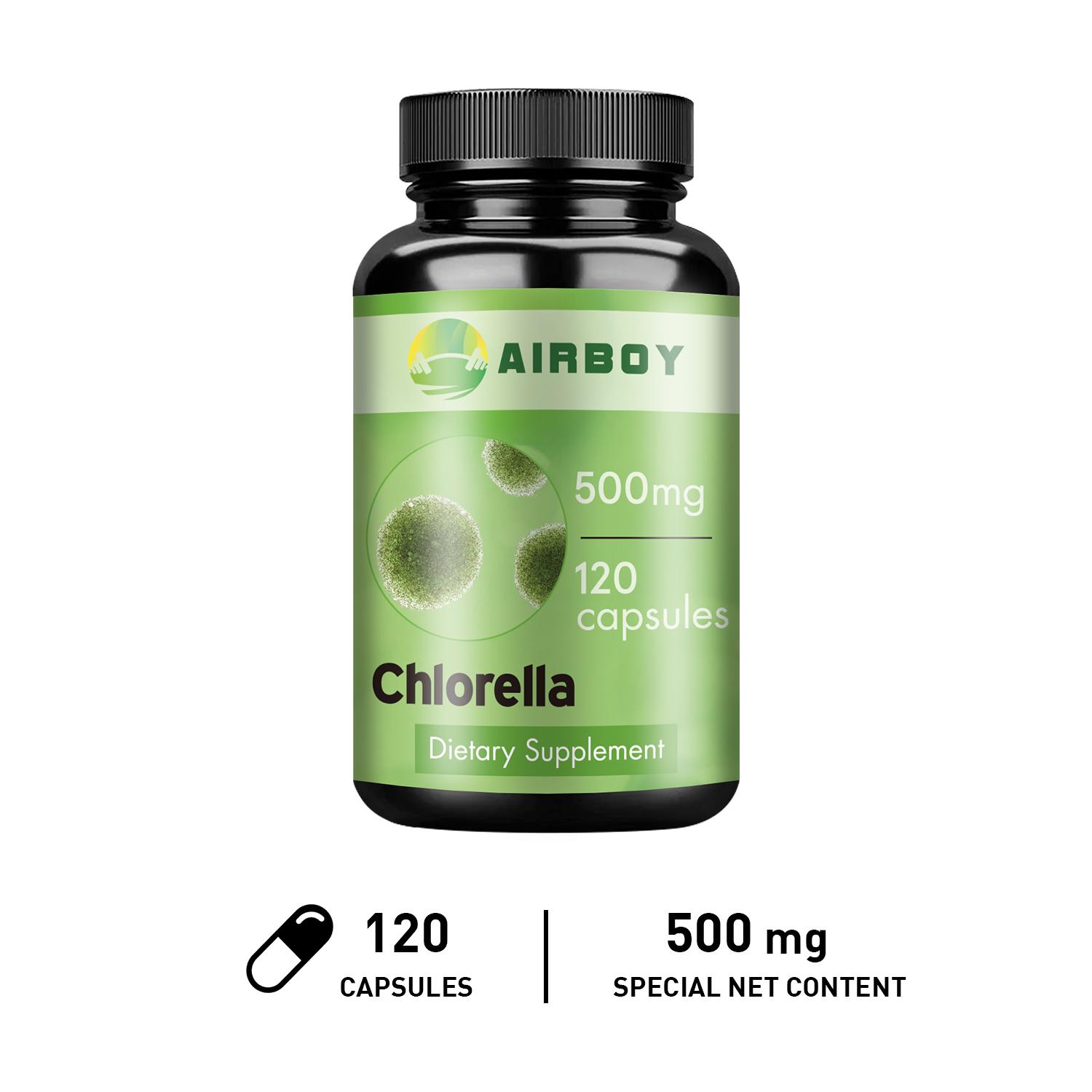 AIRBOY Chlorella Dietary Supplement, Contains Chlorella Extract, 500mg High Content, Daily Nutritional Supplement 120*1