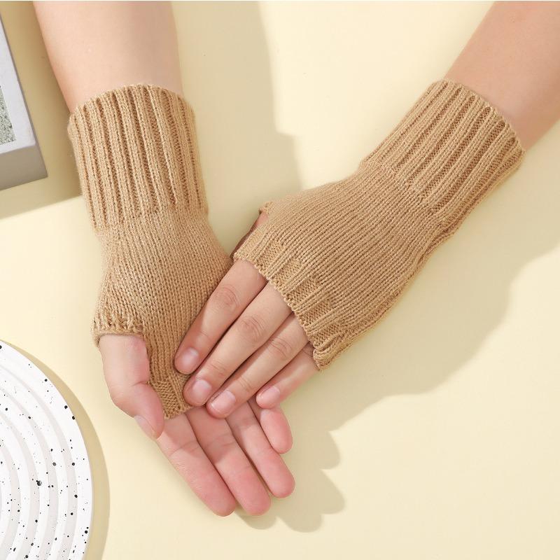 

Универсальные перчатки без пальцев для осени и зимы Однотонные шерстяные Теплые и Защищающие от холода рукава для студентов, пишущих One size