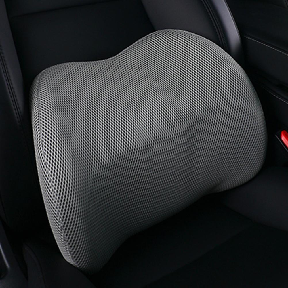 

car seat lumbar support cushion made of four mesh hollow fabric fits all vehicle models quick installation no damage Grid сірий колір