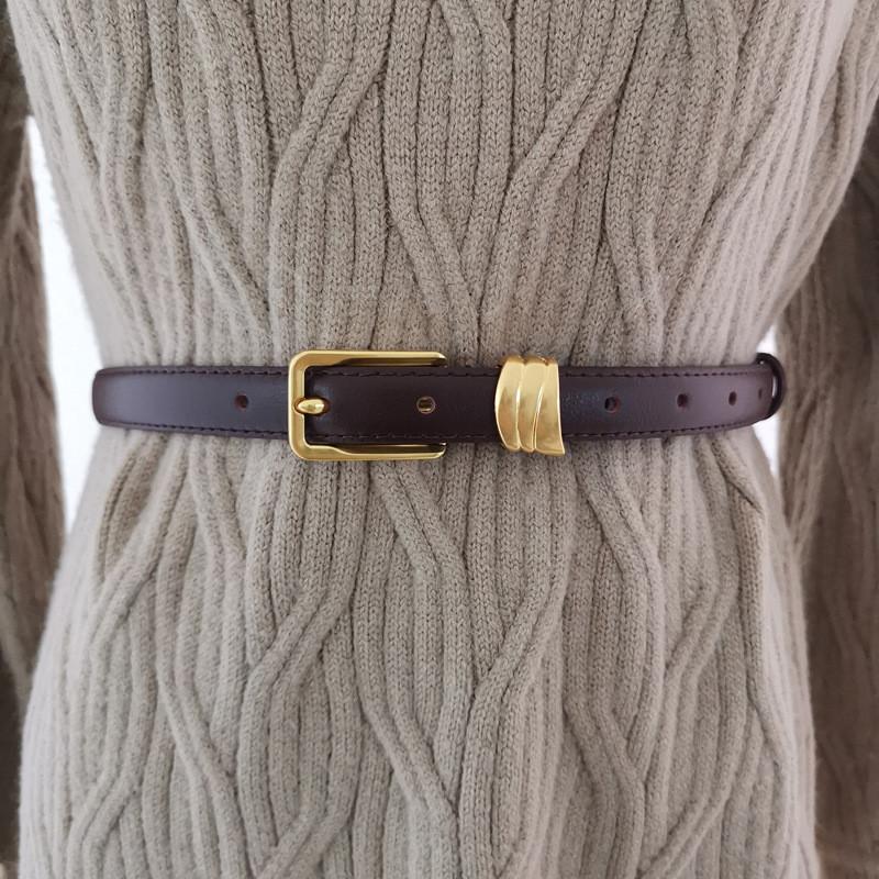 Waist Womens Cowhide Belt With Metal Pin Buckle Dress Suit Shapewear Belt