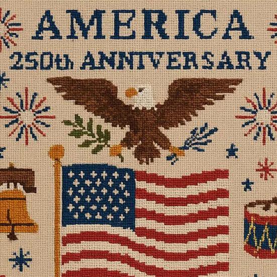 America Stitch Anniversary Cross US 250th Patriotic Cross Stitch Kit Beginner-Friendly Commemorative