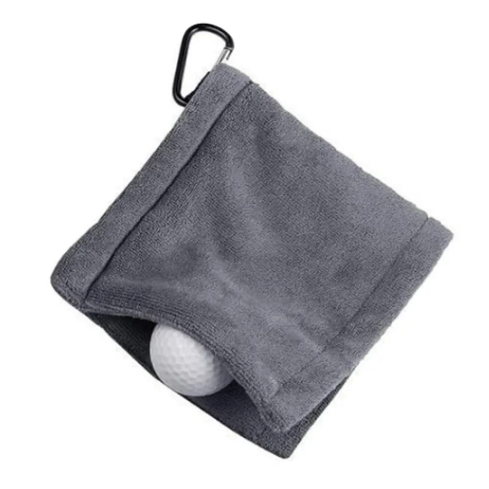 

14*14cm Golf Towel High Water Absorption with Carabiner Hook Sweat-Absorbent Wiping Cloth for Cleaning Club темно-сірий колір