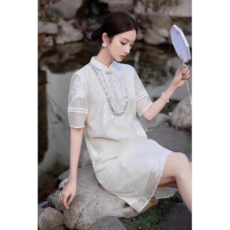 New Chinese Style Embroidered Cheongsam Dress S