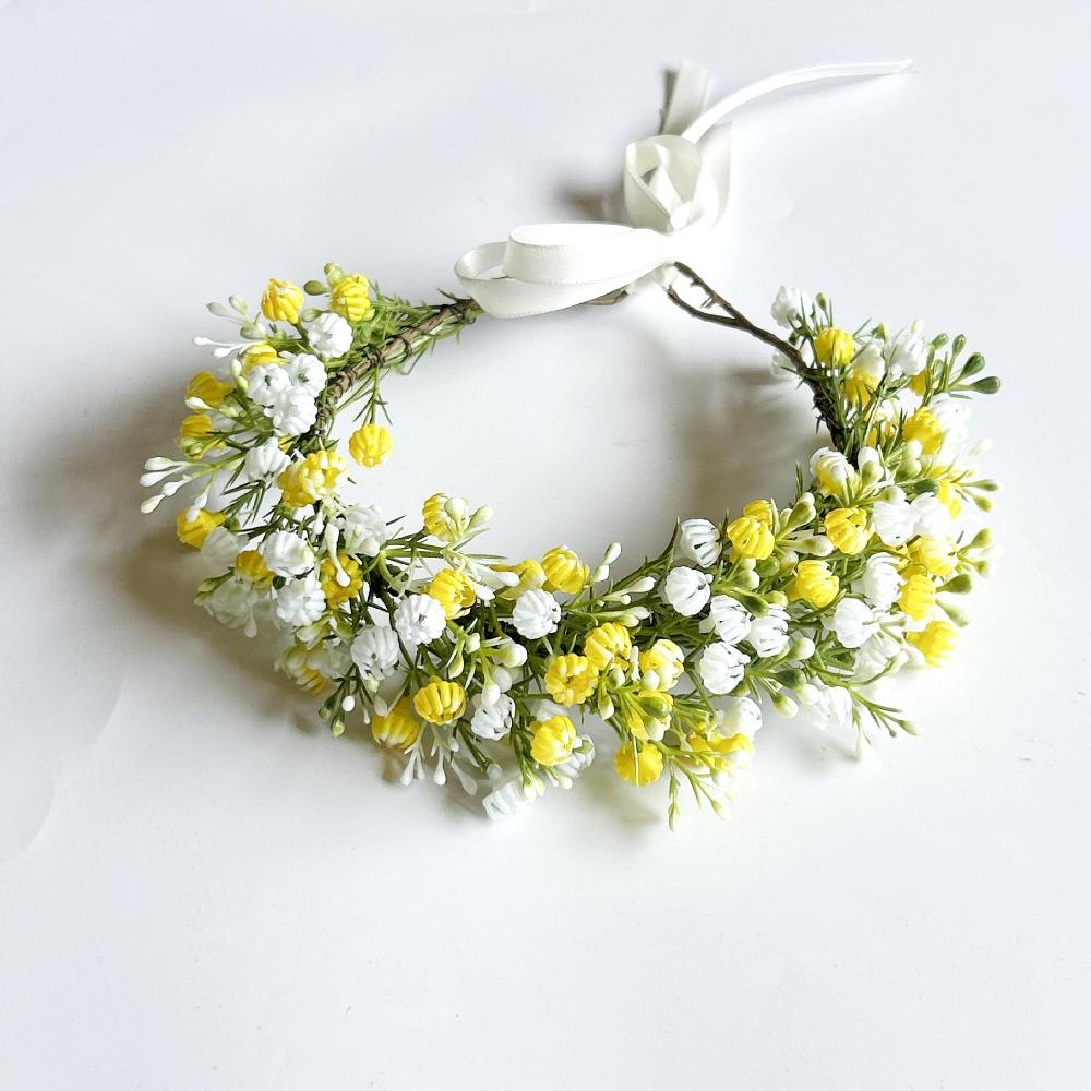 Boho Style Floral Headband Simulated Flower Wedding Headpiece Bridal Wreaths  Seaside Vacation