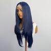 AIMEYA Dunkelblaue Mehrschichtige Cut Perücke 13x4 Spitze Front Perücke Langes Welliges Synthetisches Haar Kleberlos Tägliche Nutzung Cosplay Damenperücke Natürlich