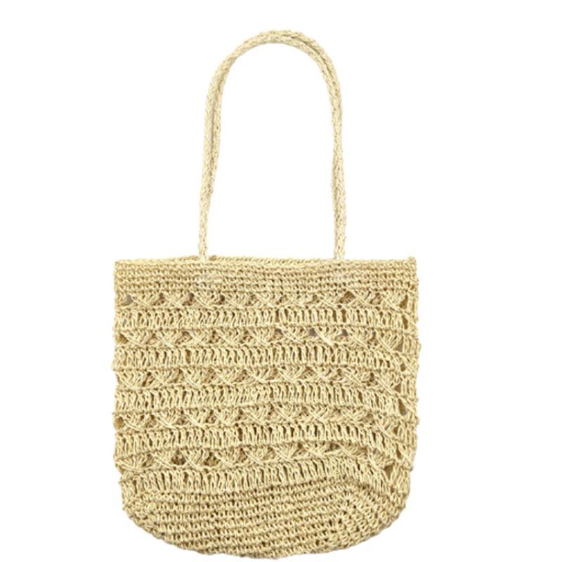 

New fashionable hollow straw bag, beach bag, shoulder portable versatile crochet bag слонова кістка
