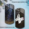Gradientowy motyl na Apple iPhone 16 11 13 15 14 Pro Max 12 Mini 7 8 Plus XR X XS Etui na telefon z hartowanego szkła o eliptycznym kształcie