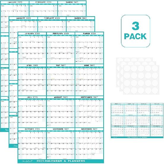 24" x 36" 2026 Wall Calendar, Folded Wet & Dry Erase Wall Calendar 12 Month, Annual Yearly Planner Yearly Laminated Calendar 2026
