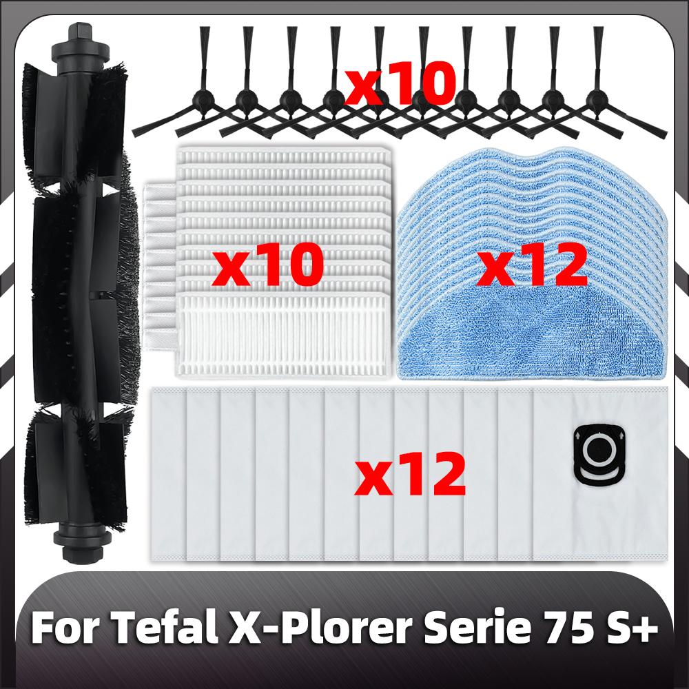 Compatible for Tefal X-Plorer Serie 75 S+ Replacement  Main Side brush HEPA Filter Mop Pads Dust Bag Spare Parts accessories