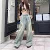 2025 Autumn Women's Nostalgic Blue High-Waist Pleated Wide-Leg Jeans
