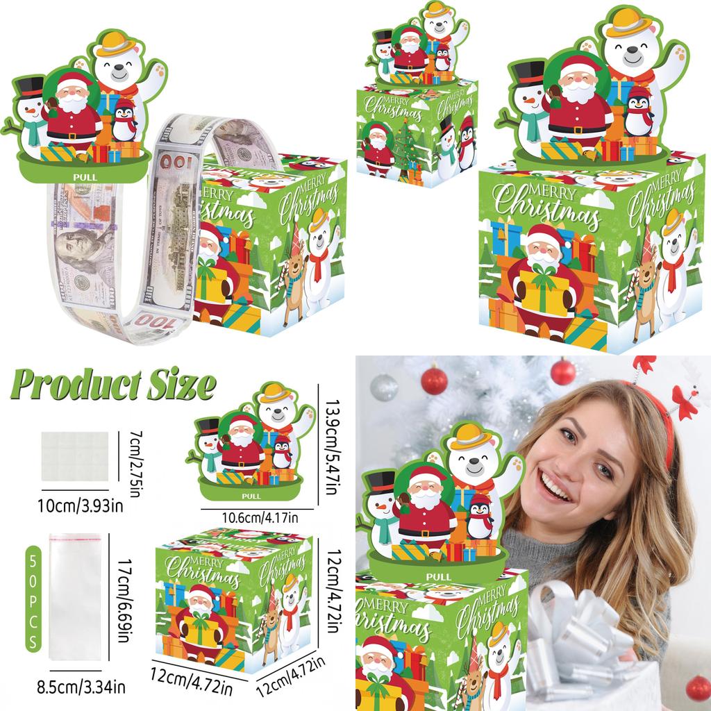 Snowman Christmas Penguin Pattern Paper Table Decor Gift Box For Celebrations