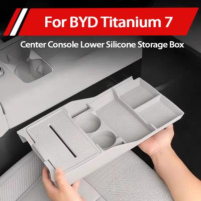 For BYD Formula Leopard Titanium 7 Central Control Lower Storage Box Silicone Cover Armrest Fridge Glasses Organizer Accessories