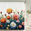 Rideau de douche Fleurs Magnifiques, Feuilles Aquarelle Sur La Plante Supérieure Avec Décor Floral de Salle de Bain, Ensemble de Rideau de Douche Avec Crochets