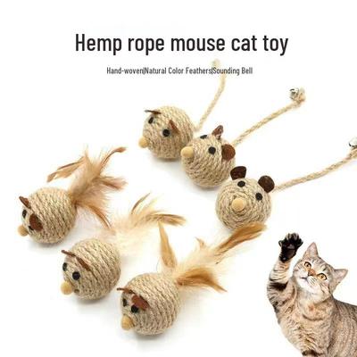Hot-Selling Feather Mouse & Bell Sisal Toy: Irresistible Fun for Kittens