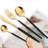 24pcs Flatware Set Stainless Steel Luxe Golden Cutlery Set Mirror Polished, Dishwasher Safe, Includes Knives Forks & Spoons