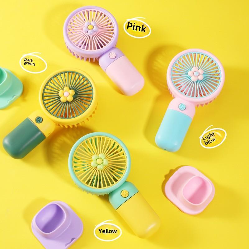Portable USB Rechargeable Floral Fan for Kids - Handheld/Desk Use