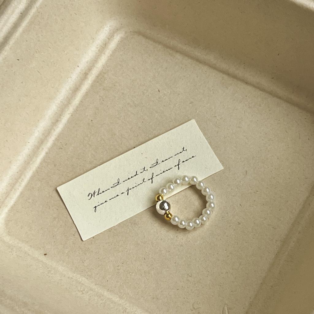 Color crystal beaded ring  niche design sense high-end finger ring light luxury temperament all-match ring accessories